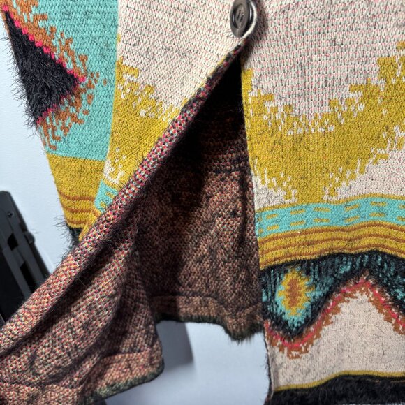 MaxSport Open 1 Button Hoodie Cardigan Eyelash Sweater XL Aztec Tribal Western - Picture 6 of 15